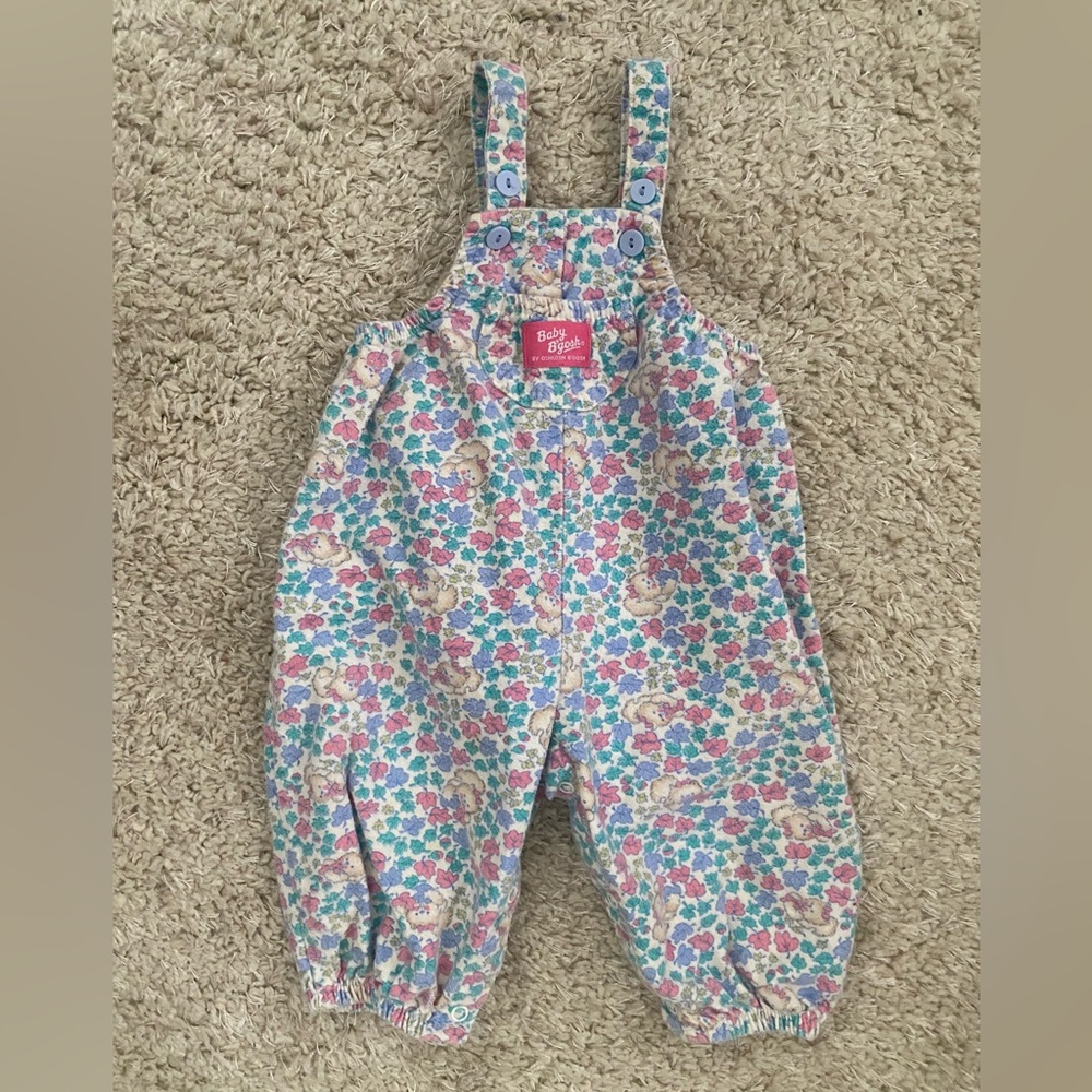Super Sweet Vintage OshKosh B'gosh Baby B’gosh Bubble Overalls Blue/Pink Floral